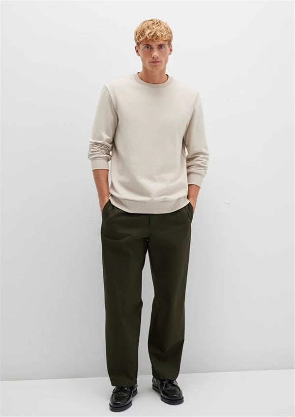 Mavi BiSiKLET YAKA SWEATSHiRT Soluk Toz Beji Bej Erkek Sweatshirt