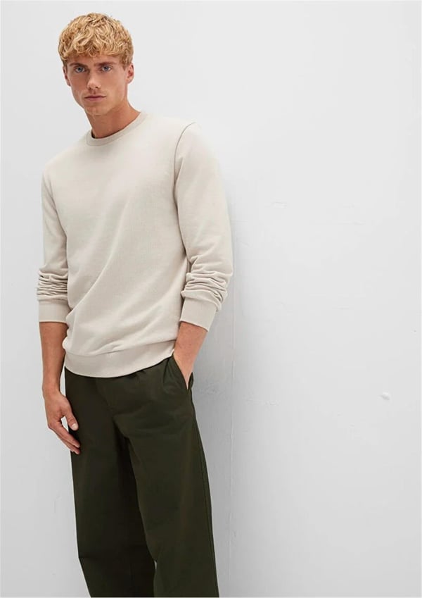 Mavi BiSiKLET YAKA SWEATSHiRT Soluk Toz Beji Bej Erkek Sweatshirt