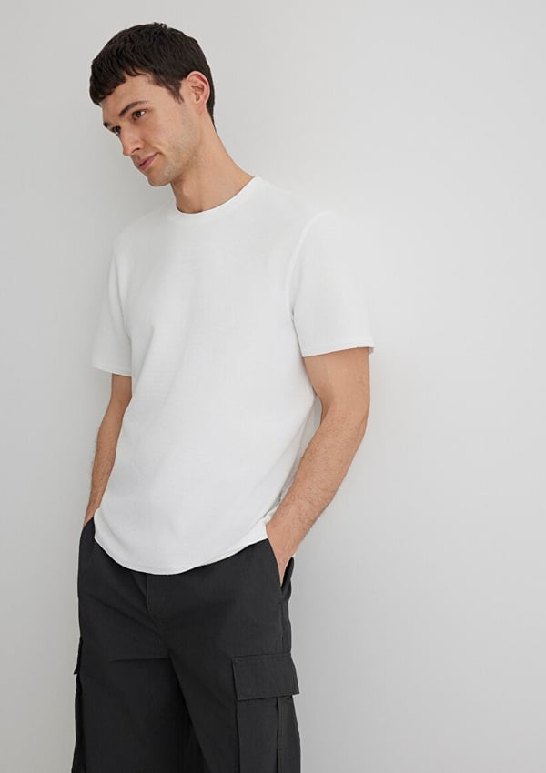 Mavi BİSİKLET YAKA TİŞÖRT Kırık Beyaz Kırık Beyaz Erkek T-Shirt