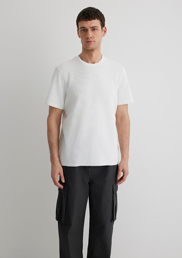 Mavi BİSİKLET YAKA TİŞÖRT Kırık Beyaz Kırık Beyaz Erkek T-Shirt