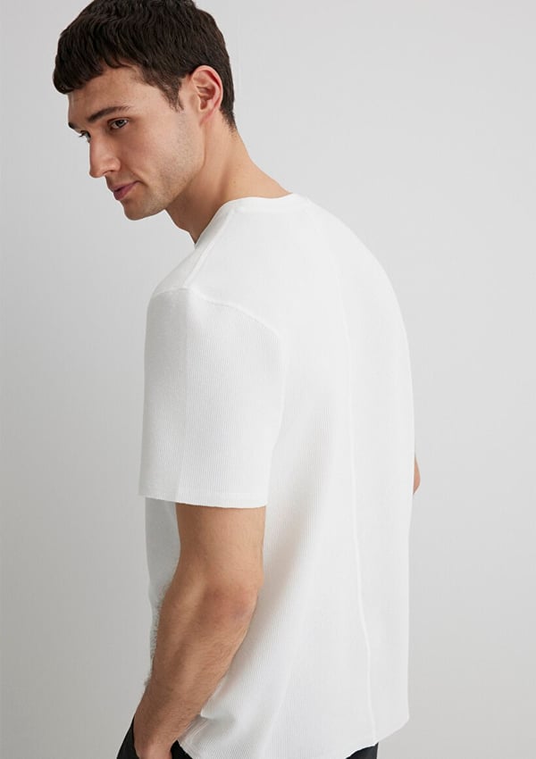 Mavi BİSİKLET YAKA TİŞÖRT Kırık Beyaz Kırık Beyaz Erkek T-Shirt