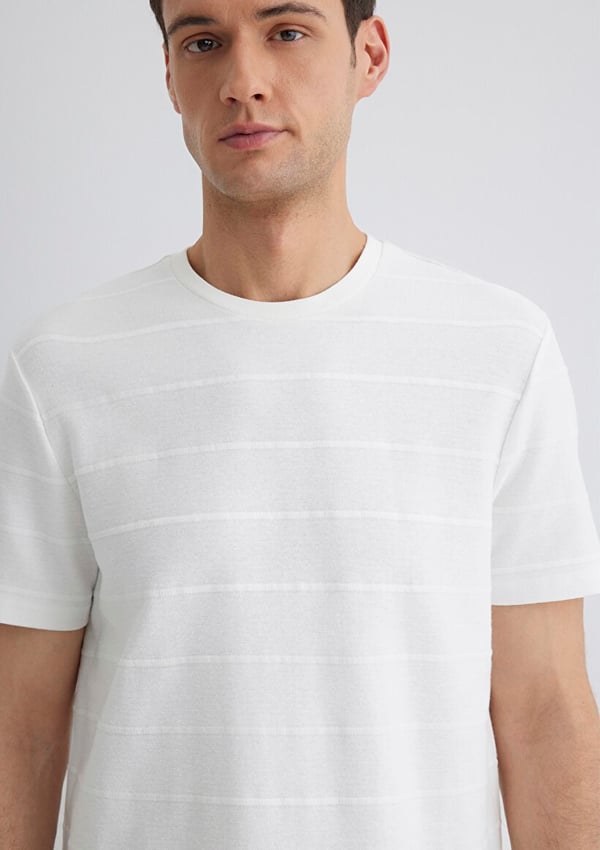 Mavi BİSİKLET YAKA TİŞÖRT Kırık Beyaz Kırık Beyaz Erkek T-Shirt