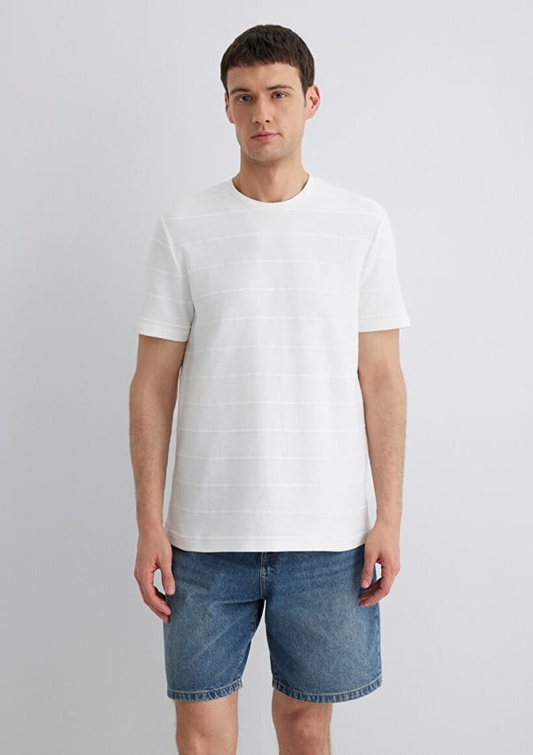 Mavi BİSİKLET YAKA TİŞÖRT Kırık Beyaz Kırık Beyaz Erkek T-Shirt
