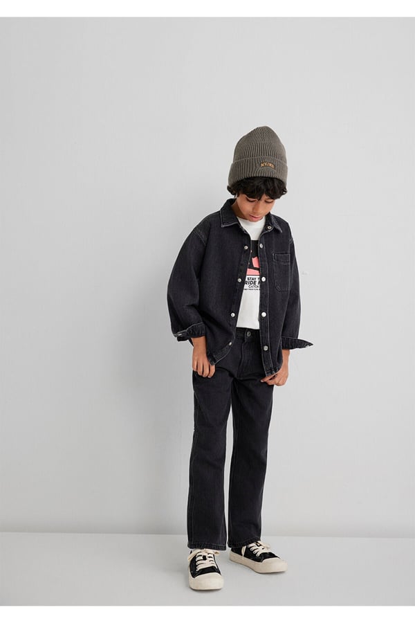 Mavi BOBBO 90lar Antrasit Denim Antrasit Erkek Çocuk Gömlek