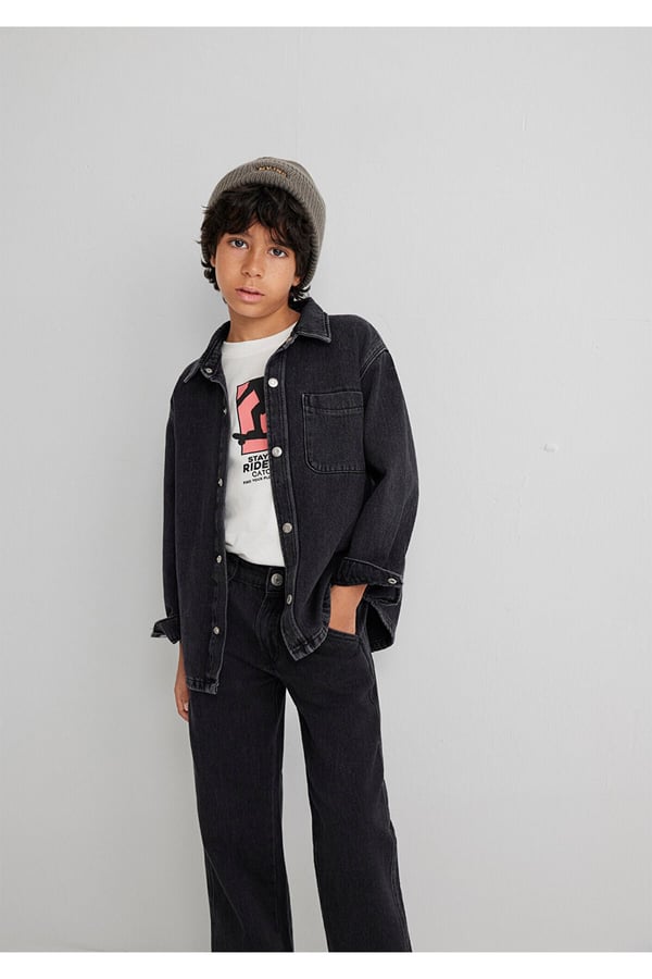 Mavi BOBBO 90lar Antrasit Denim Antrasit Erkek Çocuk Gömlek