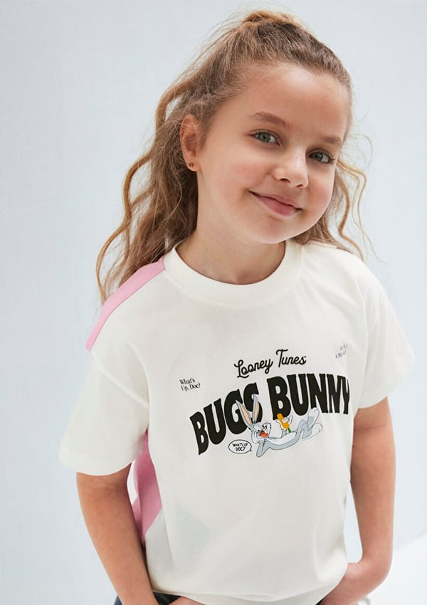 Mavi BUGS BUNNY BASKILI TİŞÖRT Kırık Beyaz Kırık Beyaz Kız Çocuk T-Shirt