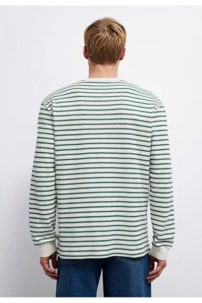 Mavi ÇİZGİLİ UZUN KOL TİŞÖRT Bistro Green Yeşil Erkek T-Shirt