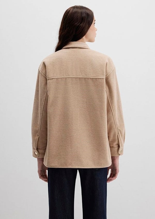 Mavi DOKUMA OVERSHiRT Yulaf Melanj Bej Kadın Gömlek