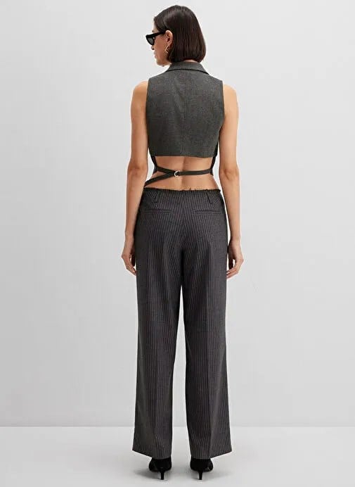 Mavi DOKUMA PANTOLON Antrasit Pin Stripe Antrasit Kadın Pantolon