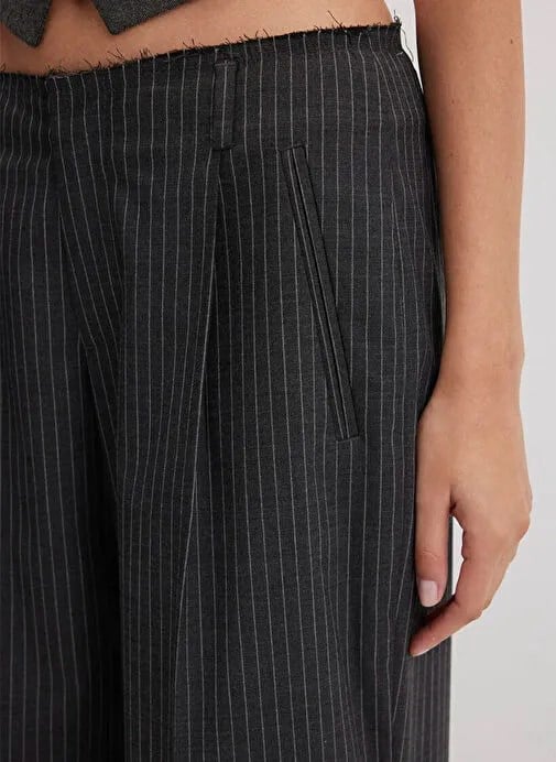 Mavi DOKUMA PANTOLON Antrasit Pin Stripe Antrasit Kadın Pantolon