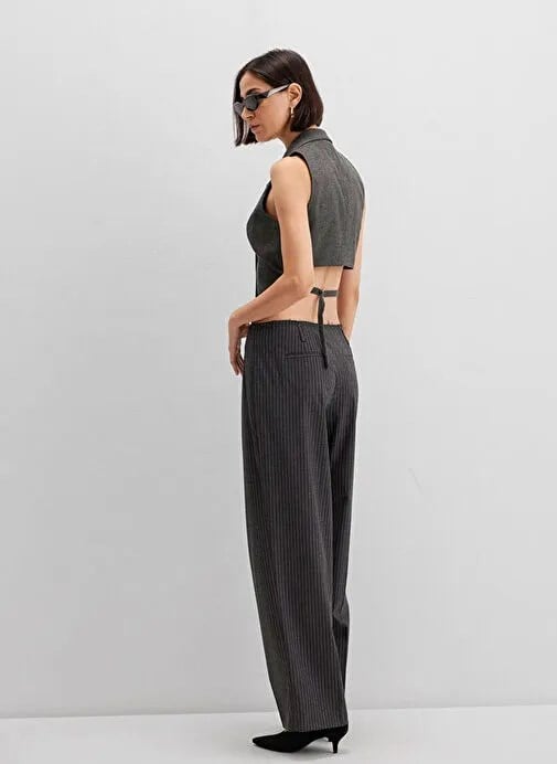 Mavi DOKUMA PANTOLON Antrasit Pin Stripe Antrasit Kadın Pantolon
