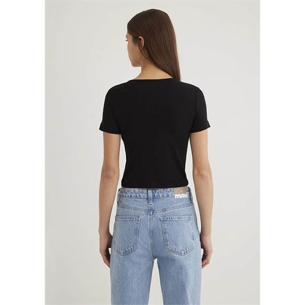 Mavi DUÄžME DETAYLi CROP Siyah Siyah Kadın T-Shirt