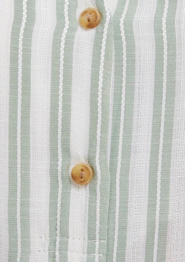 Mavi DÜĞME DETAYLI BLUZ Slate Grey Stripe Yeşil Kadın Bluz