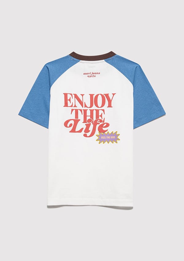 Mavi ENJOY THE LIFE BASKILI TİŞÖRT  Kırık Bey Beyaz Erkek Çocuk T-Shirt