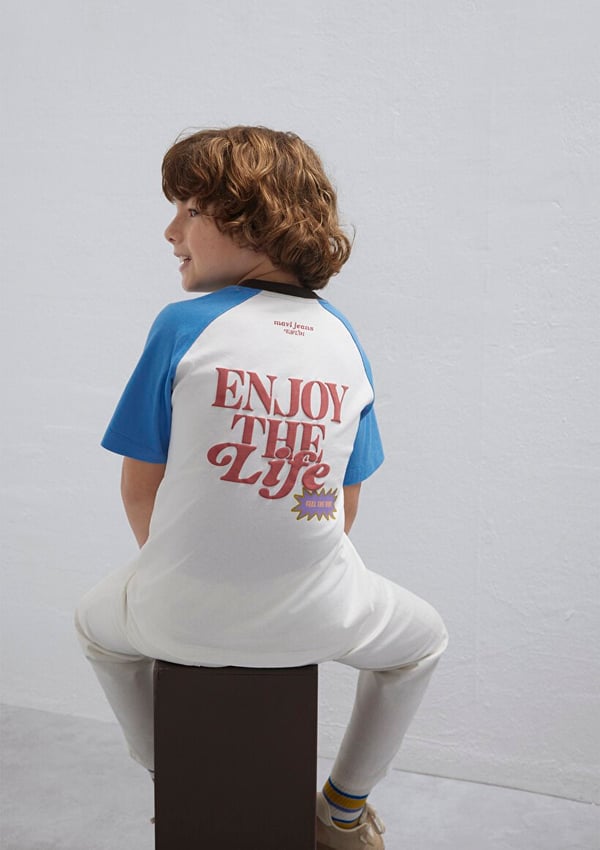 Mavi ENJOY THE LIFE BASKILI TİŞÖRT  Kırık Bey Beyaz Erkek Çocuk T-Shirt