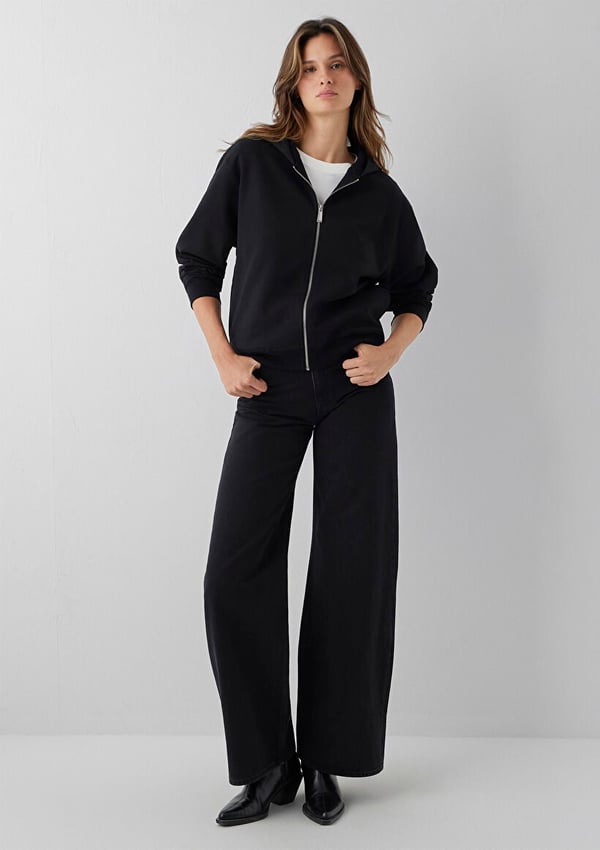 Mavi FERMUARLI BASIC SWEATSHIRT Siyah Siyah Kadın Sweatshirt