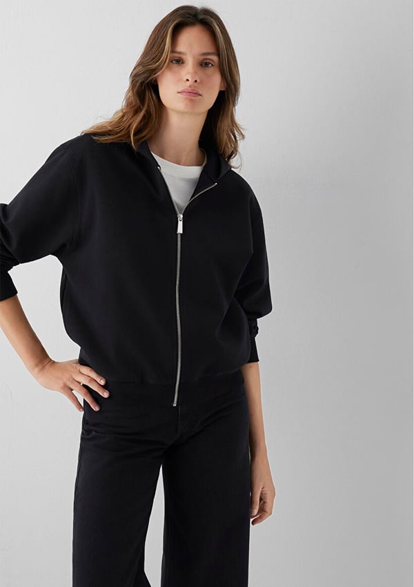 Mavi FERMUARLI BASIC SWEATSHIRT Siyah Siyah Kadın Sweatshirt