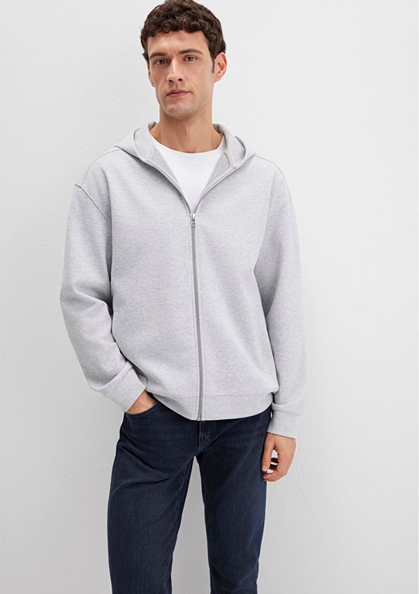 Mavi FERMUARLi KAPÜŞONLU SWEATSHiRT Gri Melan Gri Erkek Sweatshirt
