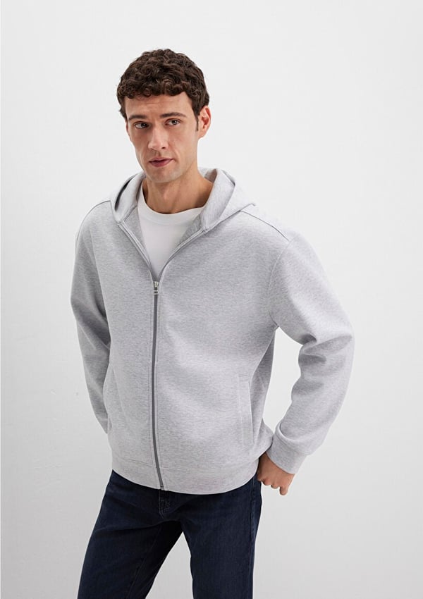 Mavi FERMUARLi KAPÜŞONLU SWEATSHiRT Gri Melan Gri Erkek Sweatshirt