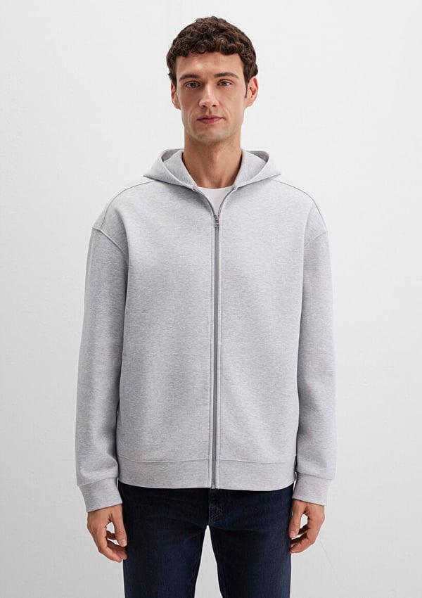 Mavi FERMUARLi KAPÜŞONLU SWEATSHiRT Gri Melan Gri Erkek Sweatshirt
