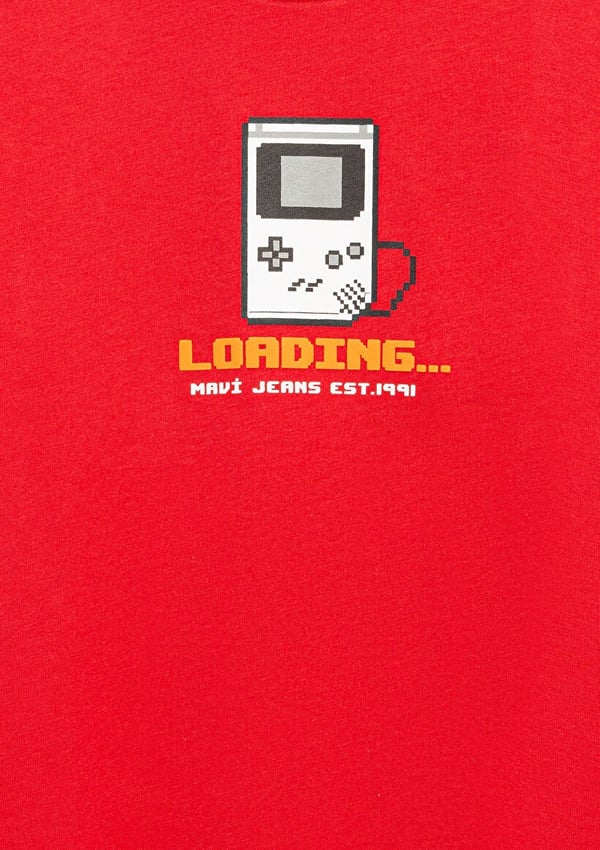 Mavi GAME OVER BASKILI TİŞÖRT Koyu Kırmızı Kırmızı Erkek Çocuk T-Shirt