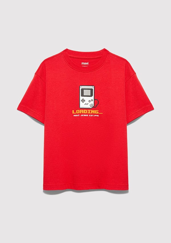 Mavi GAME OVER BASKILI TİŞÖRT Koyu Kırmızı Kırmızı Erkek Çocuk T-Shirt