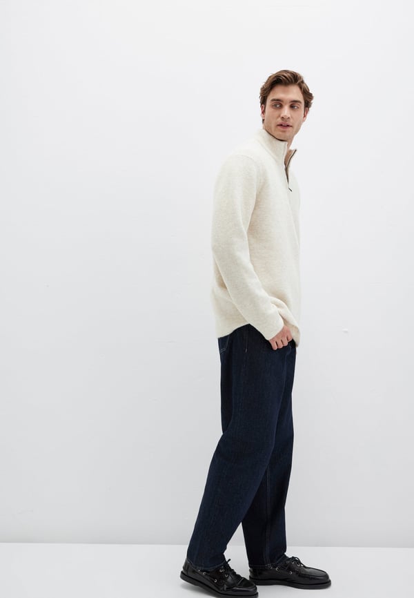 Mavi HALF ZiP KAZAK Beige Melange Bej Erkek Kazak