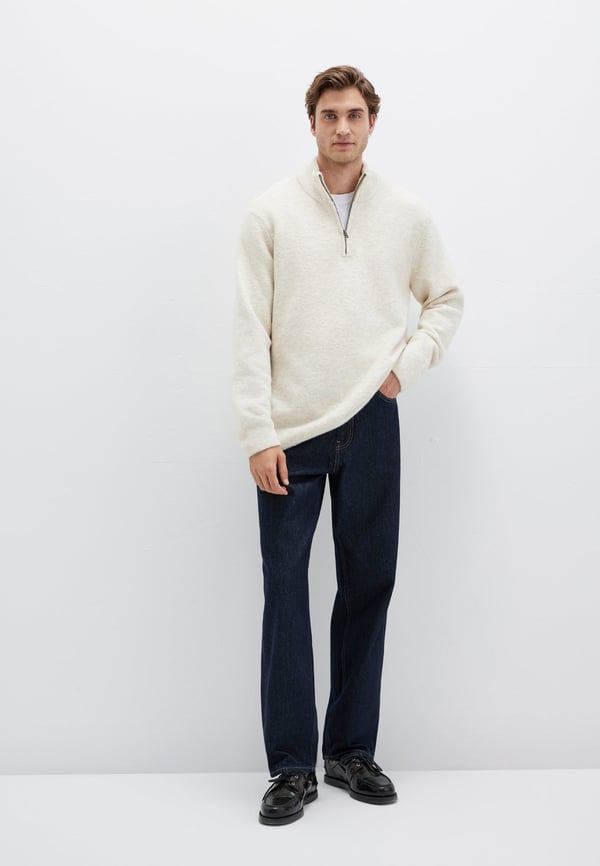 Mavi HALF ZiP KAZAK Beige Melange Bej Erkek Kazak