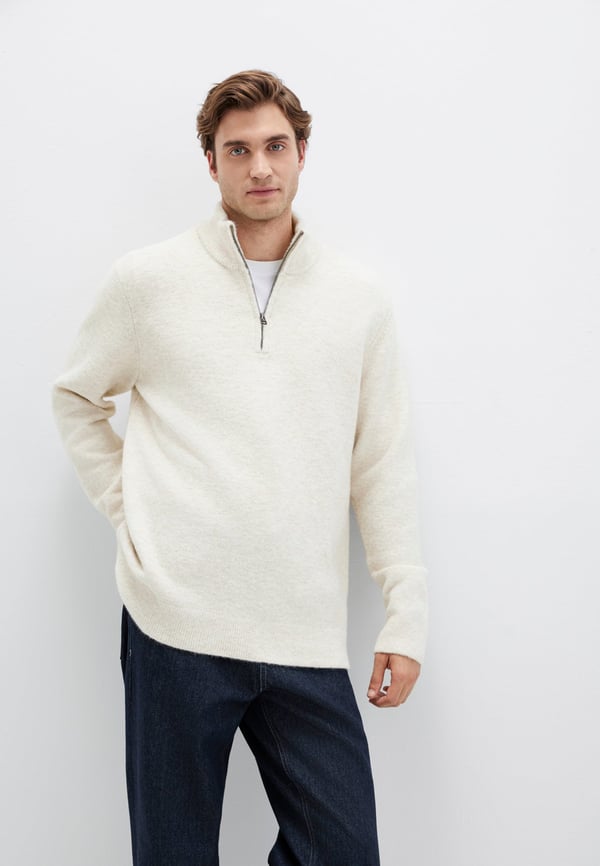Mavi HALF ZiP KAZAK Beige Melange Bej Erkek Kazak