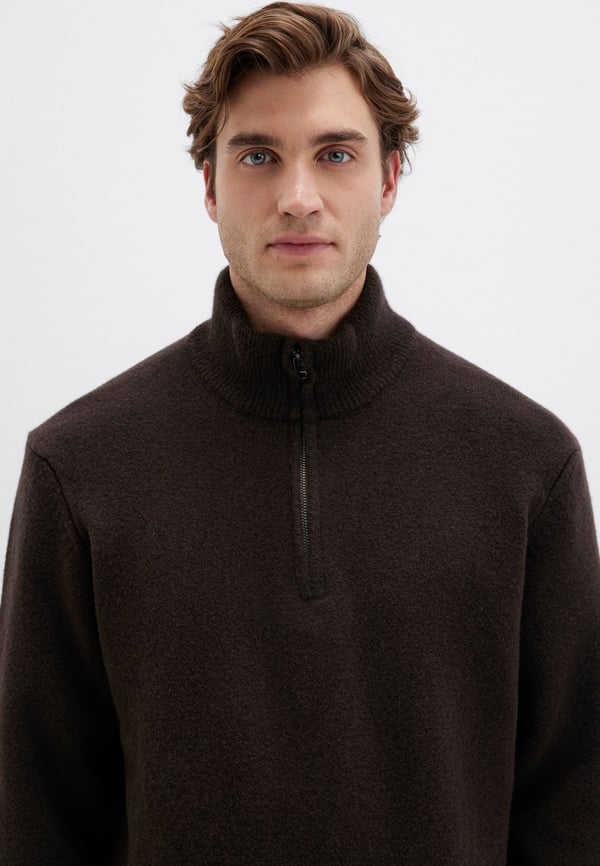 Mavi HALF ZiP KAZAK Ganache Kahverengi Erkek Kazak