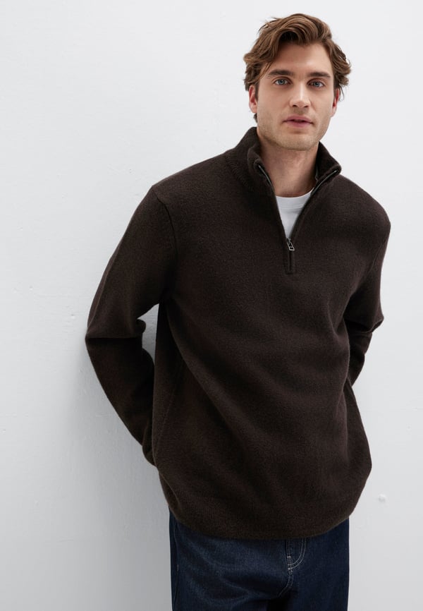 Mavi HALF ZiP KAZAK Ganache Kahverengi Erkek Kazak