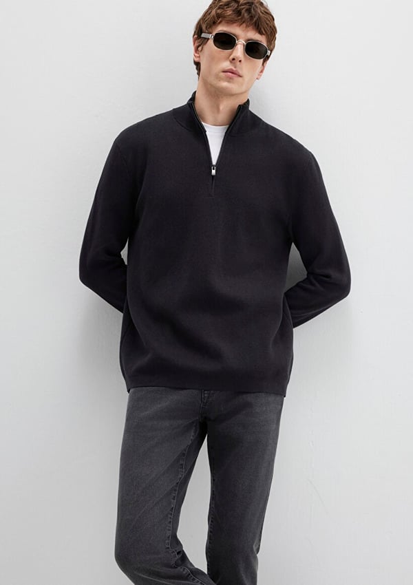Mavi HALF ZiP KAZAK Siyah Siyah Erkek Kazak