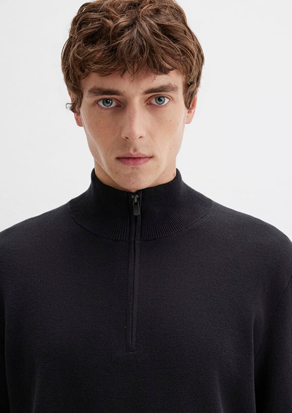 Mavi HALF ZiP KAZAK Siyah Siyah Erkek Kazak