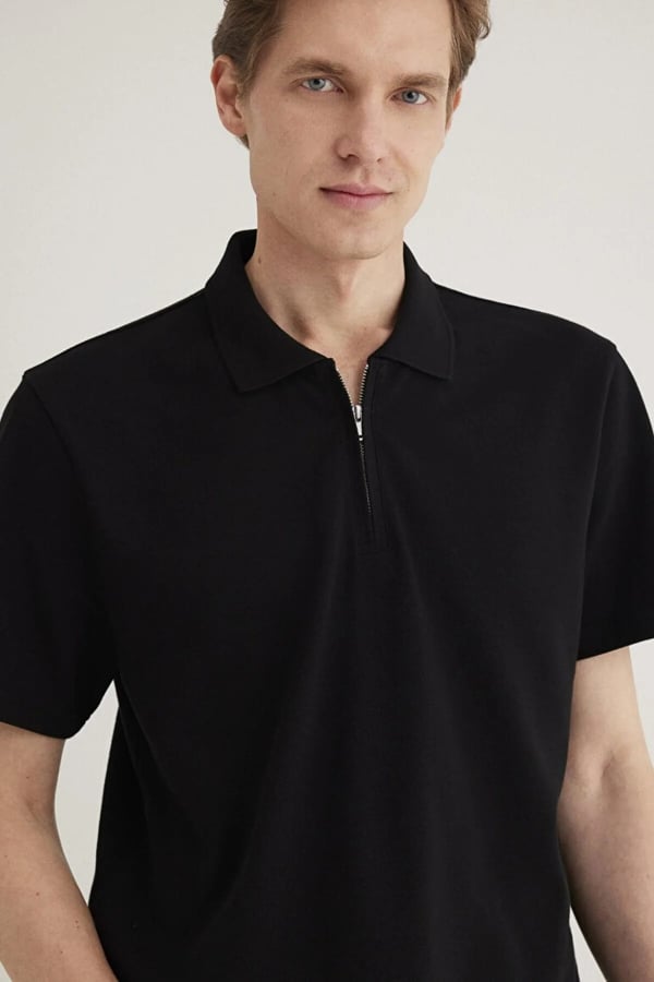 Mavi HALF ZIP POLO Siyah Siyah Erkek T-Shirt