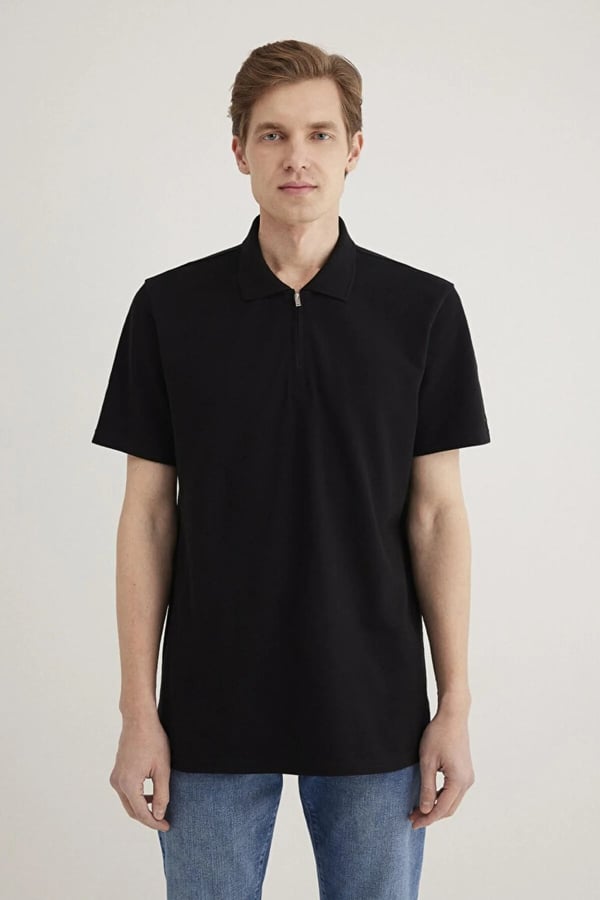 Mavi HALF ZIP POLO Siyah Siyah Erkek T-Shirt