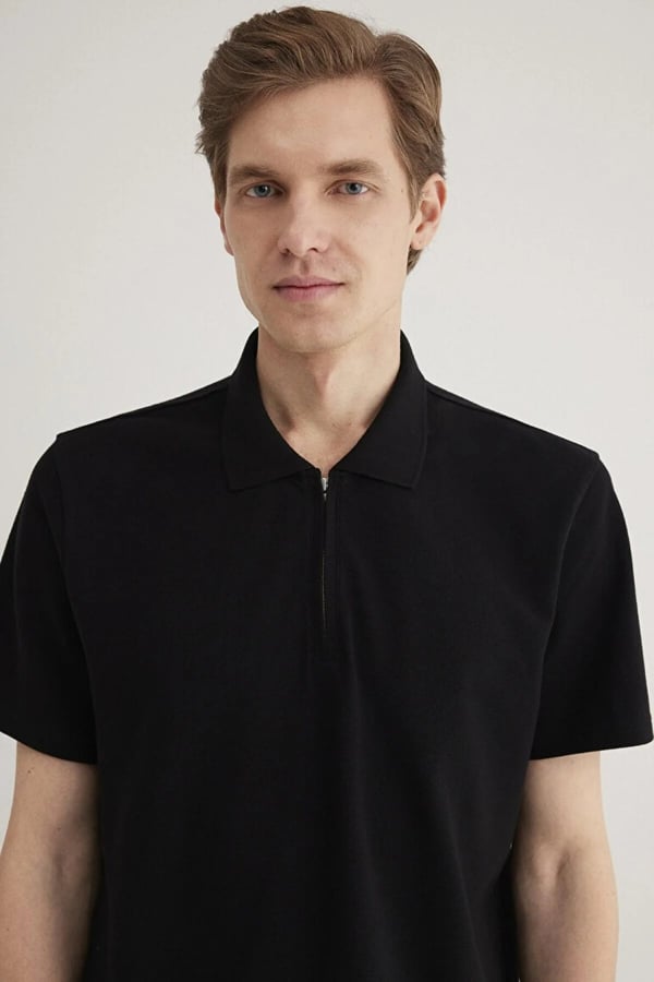 Mavi HALF ZIP POLO Siyah Siyah Erkek T-Shirt