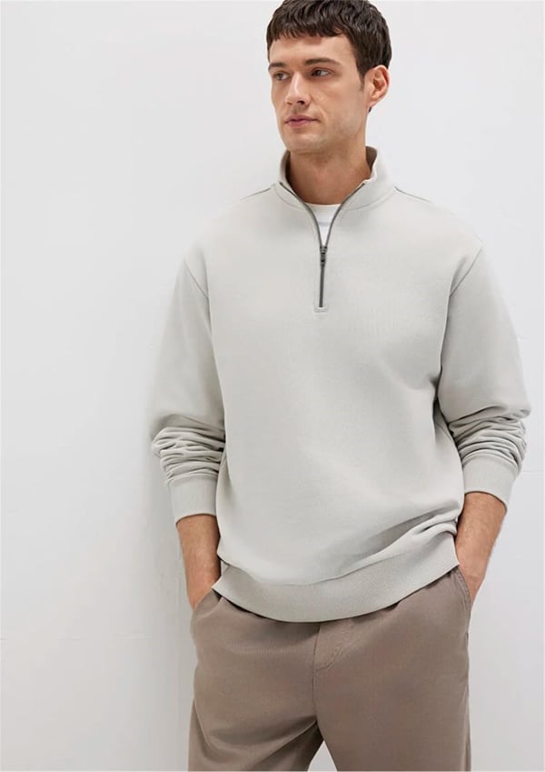 Mavi HALF ZiP SWEATSHiRT Acik Gri Gri Erkek Sweatshirt
