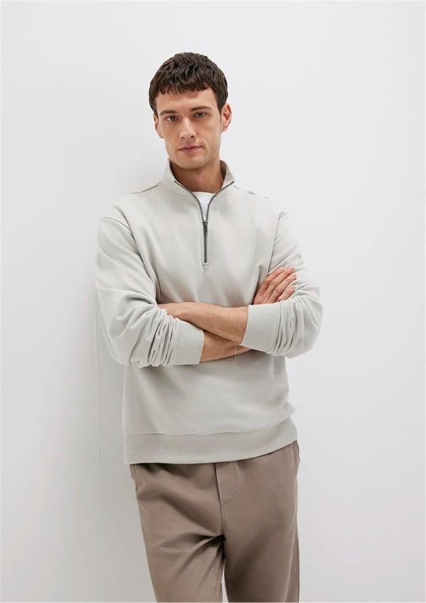 Mavi HALF ZiP SWEATSHiRT Acik Gri Gri Erkek Sweatshirt