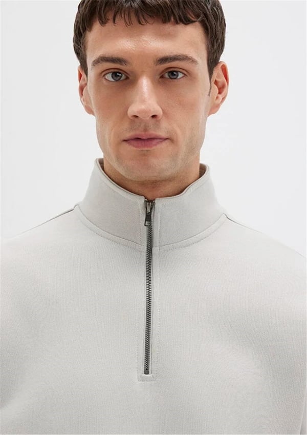 Mavi HALF ZiP SWEATSHiRT Acik Gri Gri Erkek Sweatshirt
