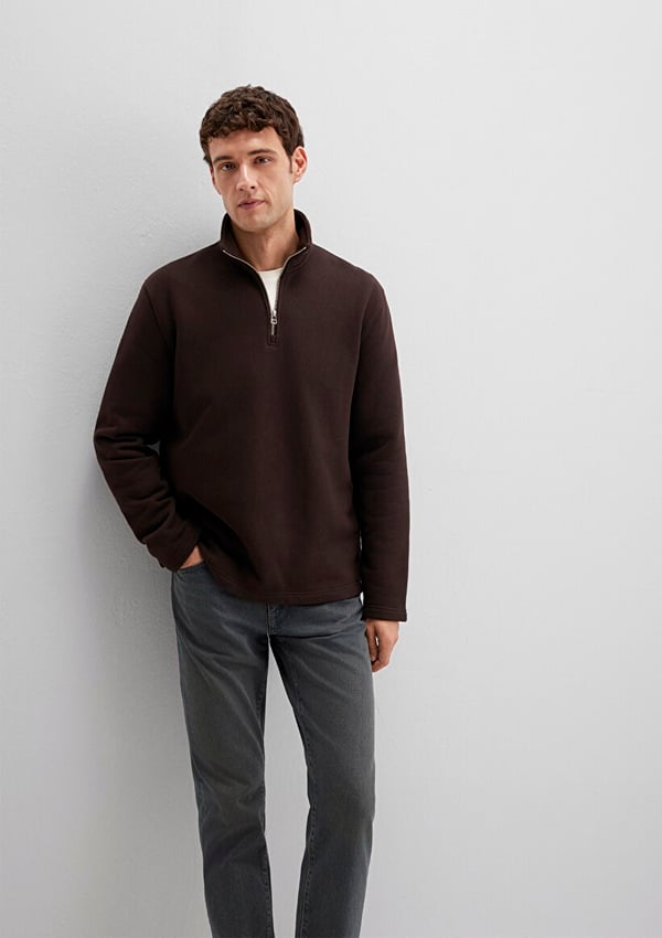 Mavi HALF ZiP SWEATSHiRT Ganache Kahverengi Erkek Sweatshirt
