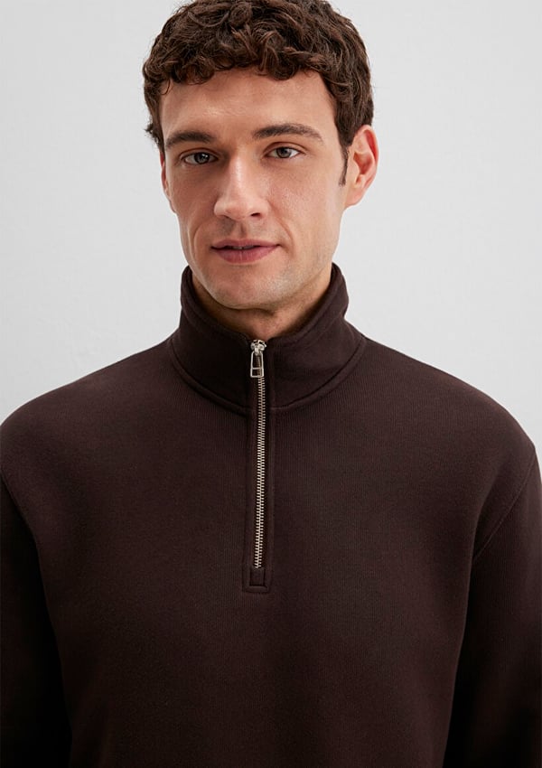 Mavi HALF ZiP SWEATSHiRT Ganache Kahverengi Erkek Sweatshirt