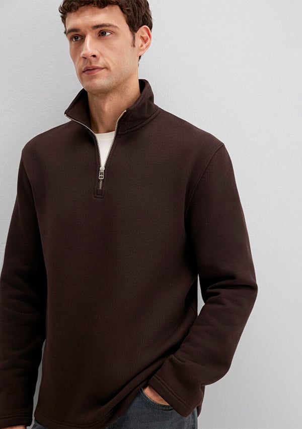 Mavi HALF ZiP SWEATSHiRT Ganache Kahverengi Erkek Sweatshirt