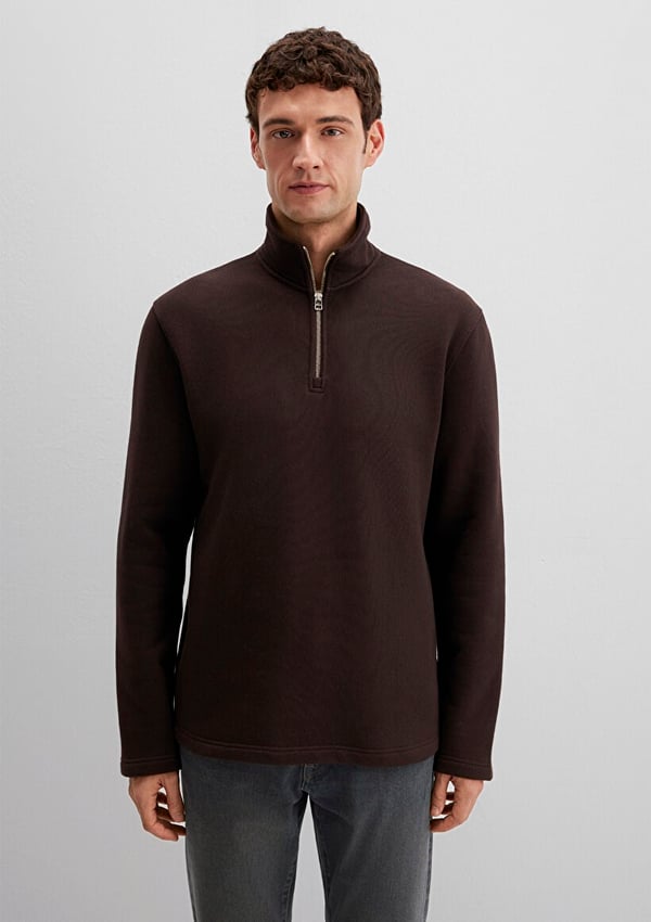 Mavi HALF ZiP SWEATSHiRT Ganache Kahverengi Erkek Sweatshirt