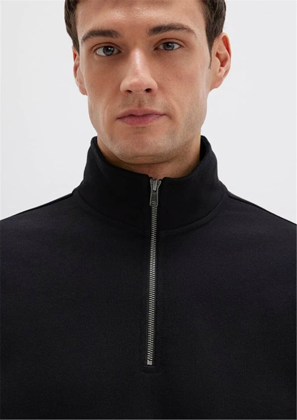Mavi HALF ZiP SWEATSHiRT Siyah Siyah Erkek Sweatshirt