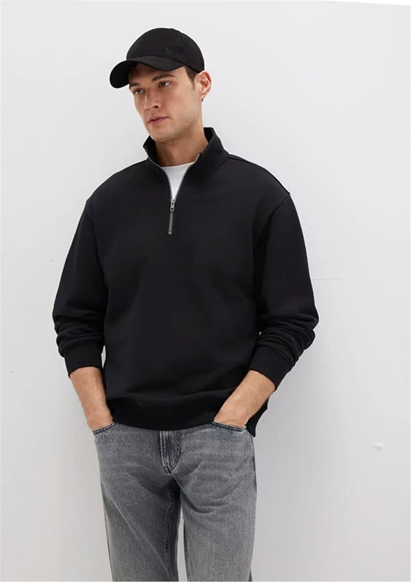 Mavi HALF ZiP SWEATSHiRT Siyah Siyah Erkek Sweatshirt