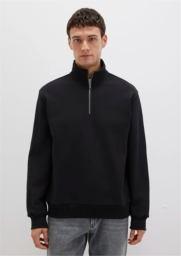 Mavi HALF ZiP SWEATSHiRT Siyah Siyah Erkek Sweatshirt