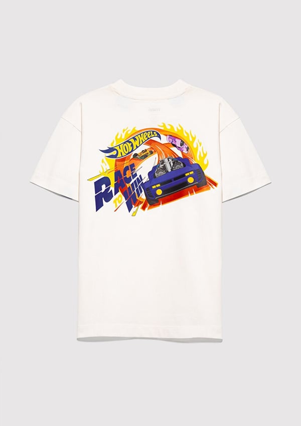 Mavi HOT WHEELS BASKILI TİŞÖRT Kırık Beyaz Kırık Beyaz Erkek Çocuk T-Shirt
