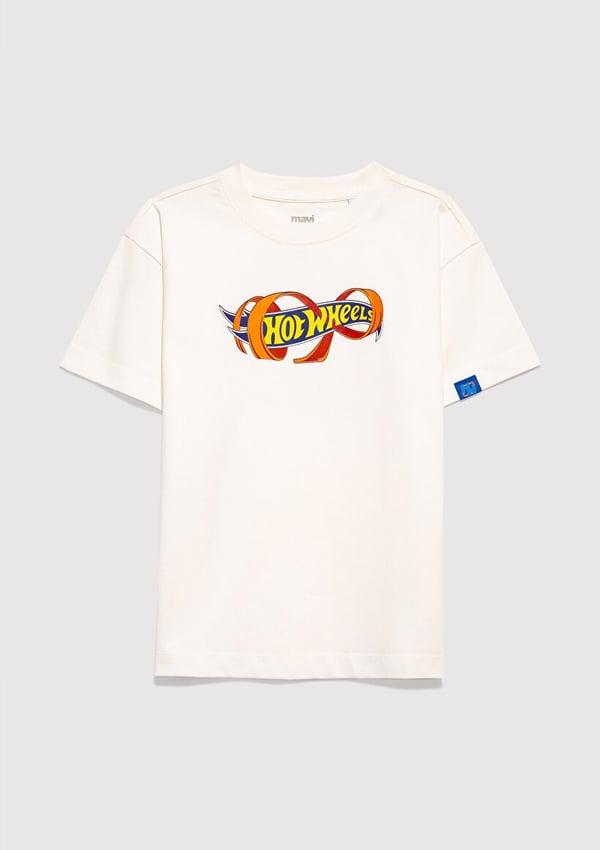Mavi HOT WHEELS BASKILI TİŞÖRT Kırık Beyaz Kırık Beyaz Erkek Çocuk T-Shirt