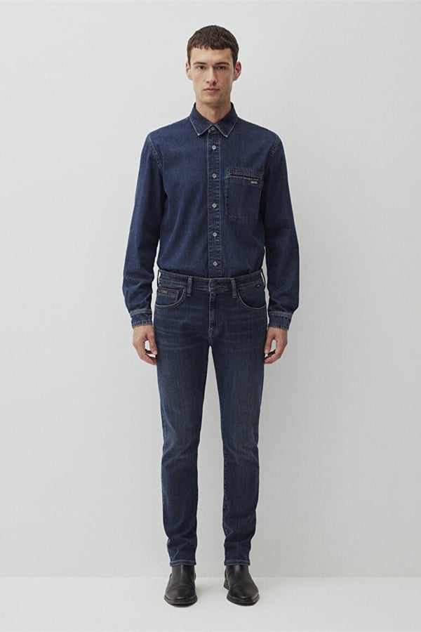 Mavi JAKE Faded indigo Mavi Black Denim Erkek Kot Pantolon