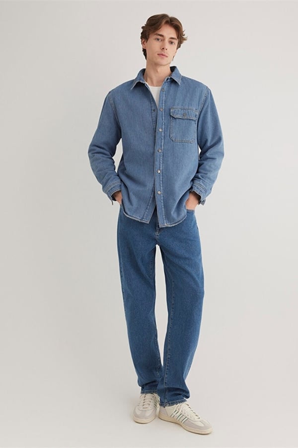 Mavi JEREMY Mid Blue Sherpa Classic Denim Denim Erkek Gömlek